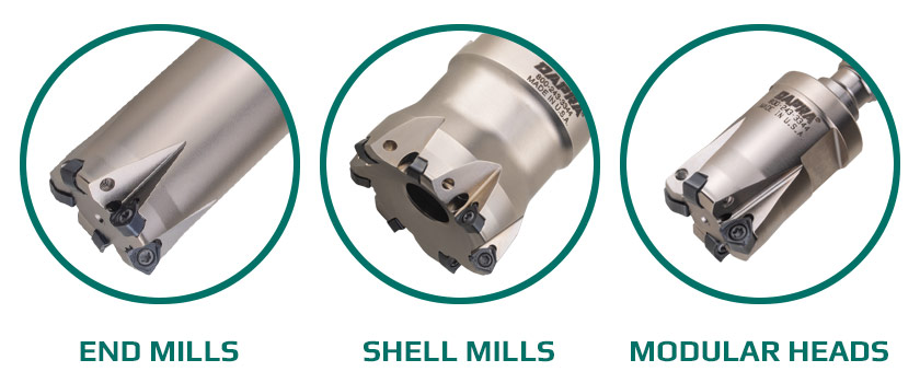 Vapor cutter bodies: end mills, shell mills, modular heads